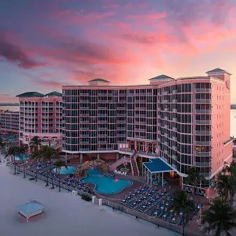 aerial view of Pink Shell's secluded beachfront